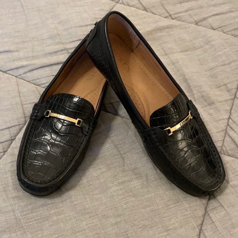 Black leather Ralph Lauren Briony Drivers
